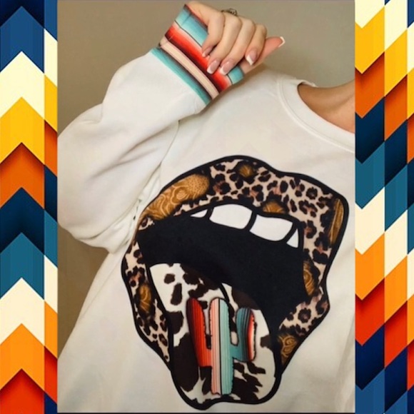Southwest Leopard Serape Tops - SALE SALE KISS Leopard Southwest Serape Sweatshirt